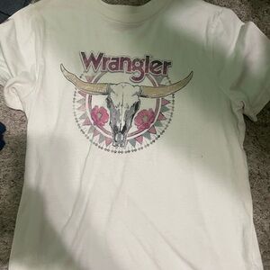Wrangler Kids Cream Graphic Tee with Pink Accents